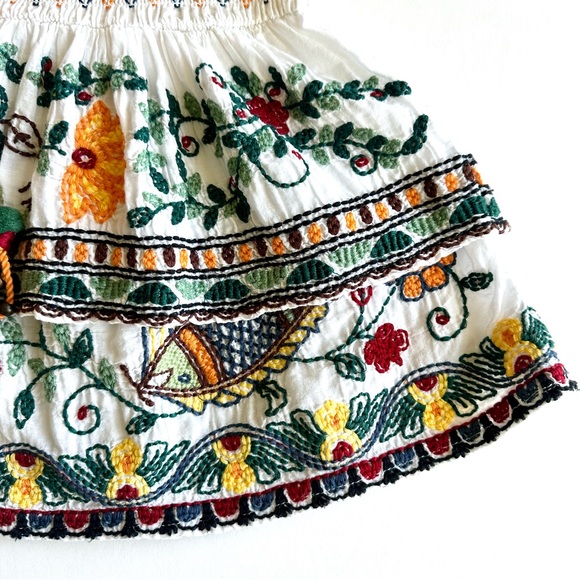 ❌DONATED❌ ZARA White & Multi-Colored Embroidered Skirt with Elastic Waistband - Picture 9 of 12